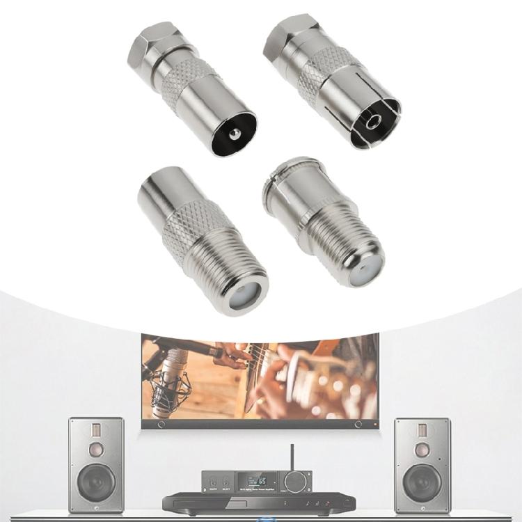 4Pcs Coaxials Cable Adapters F Male To TV9.5 Female RF Connectors For Aerials Signal Transfer