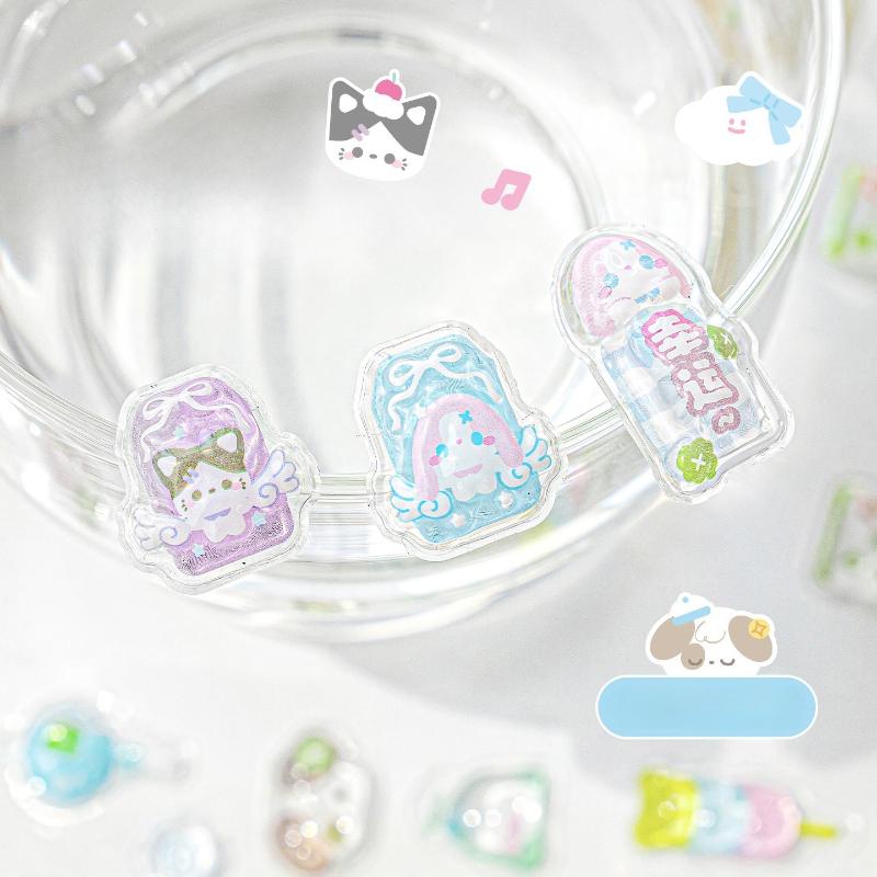 Crystal 3D Puffy Stickers for Kids Sparkling Cartoon Sweet Jelly Decals for DIY Decor Phone Case Scrapbook Journaling Sticker