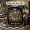 Mandala Theme Throw Blanket Custom Name Text Personalized Blanket Soft Cozy Blanket for Home Sofa Bed