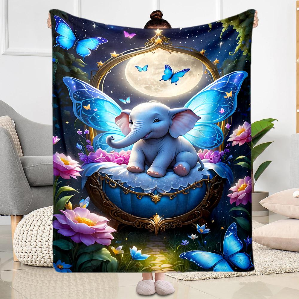 Colorful Elephant Garden Blanket Suitable for Offices, Travel, Living Rooms Also a Good Gift for Friends and Family Suitable for All Seasons.
