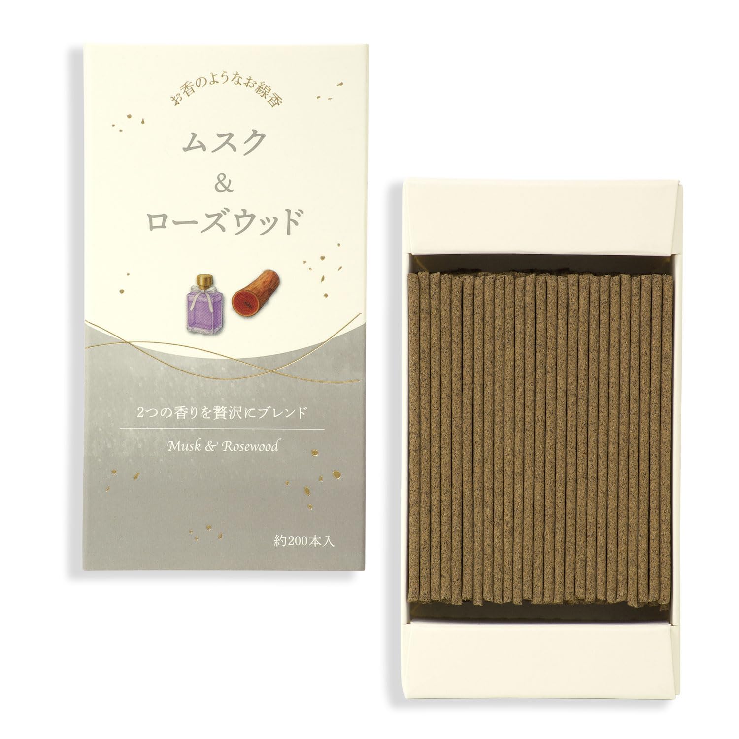 Kameyama Incense Sticks 50g 200 Low Smoke (Musk & Rosewood) - Approx. (Approx. sticks) - серый