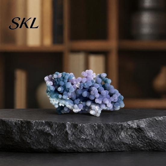 Smooth Polished Rocks Natural Grape Agate Crystal Cluster, Mineral Gemstone, Stone Tranquility Stones for Aquarium Terrarium Decor, Unique Gift
