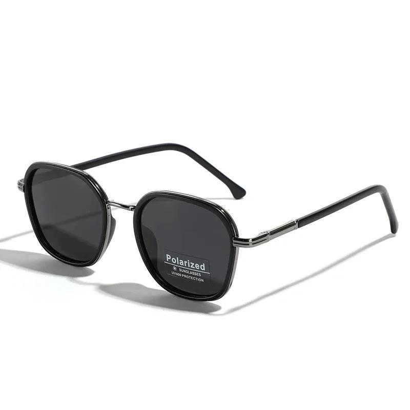 

TR90 Polarized Sunglasses Men Retro Style Metal Square Sun Glasses For Women Double Bridge Driving Green Black UV400