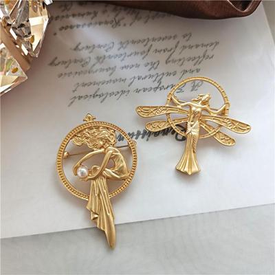 Spilla Angioletto Oro Opaco Vintage - Spilla Corsage Stile Barocco per Abiti e Camicie