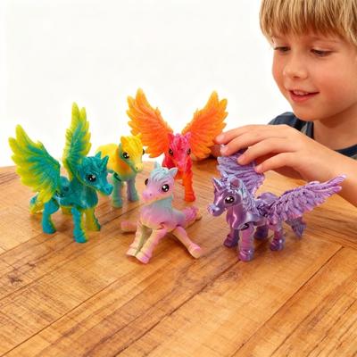 3D Printed Horse Ornament Articulated Horse Winged Unicorn Toy Flexible Animal Fidget Toy with Movable Joints for Home Office Stress