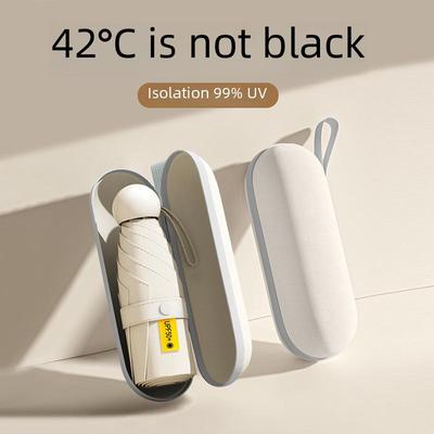 Compact Capsule Umbrella: 50% Foldable, Portable, Pocket-Size for Sunny and Rainy Days