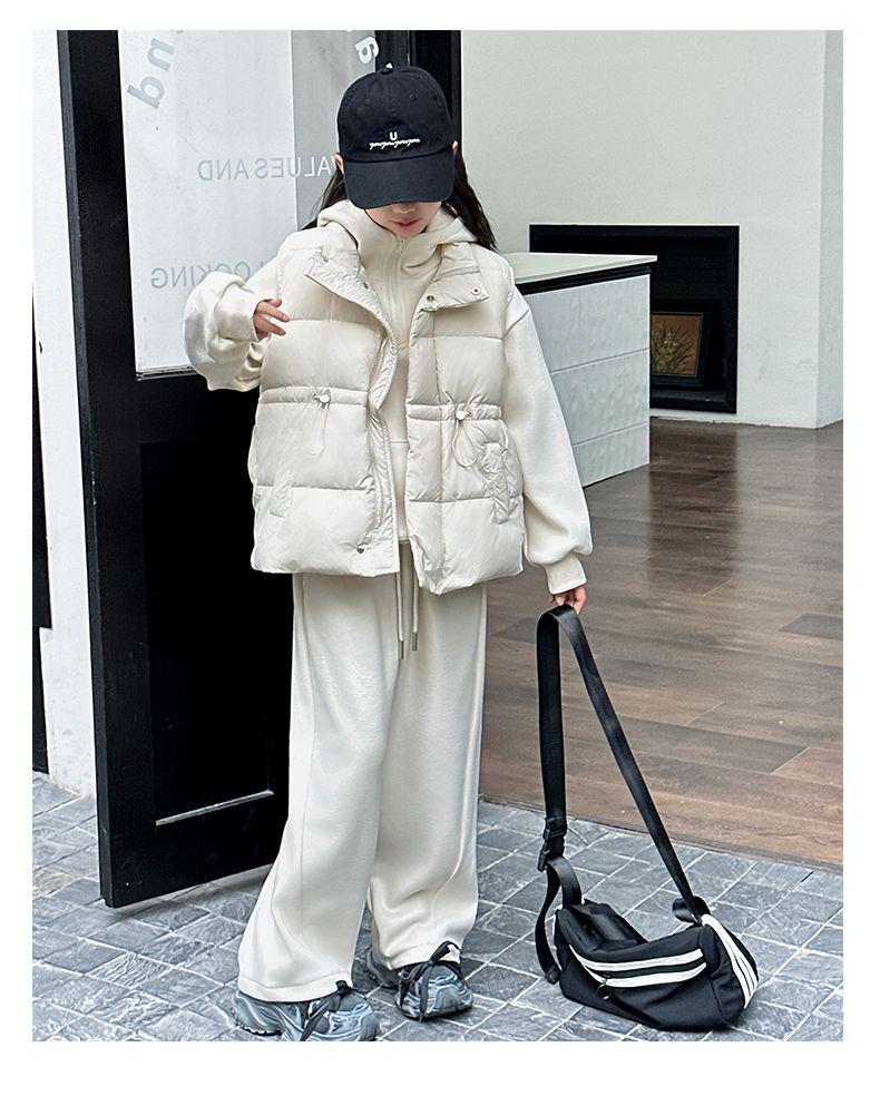 Girls' Fleece-Lined Sweatshirt Three-Piece Set - 2024 Autumn/Winter Trendy Casual Sportswear