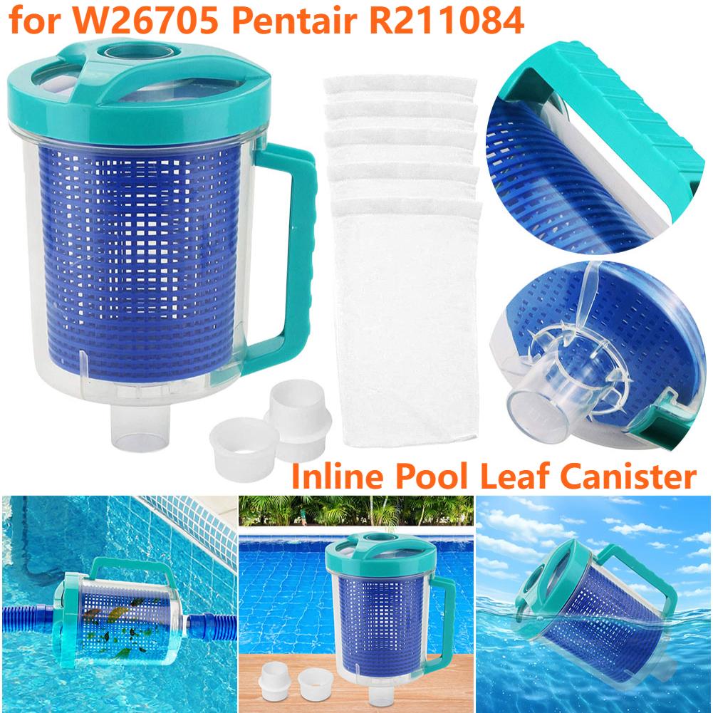 Inline Pool Leaf Canister with 5 Skimmer Socks Pool Vacuum Filter Pool Leaf Catcher Leaf Trap for W26705 for Pentair R211084