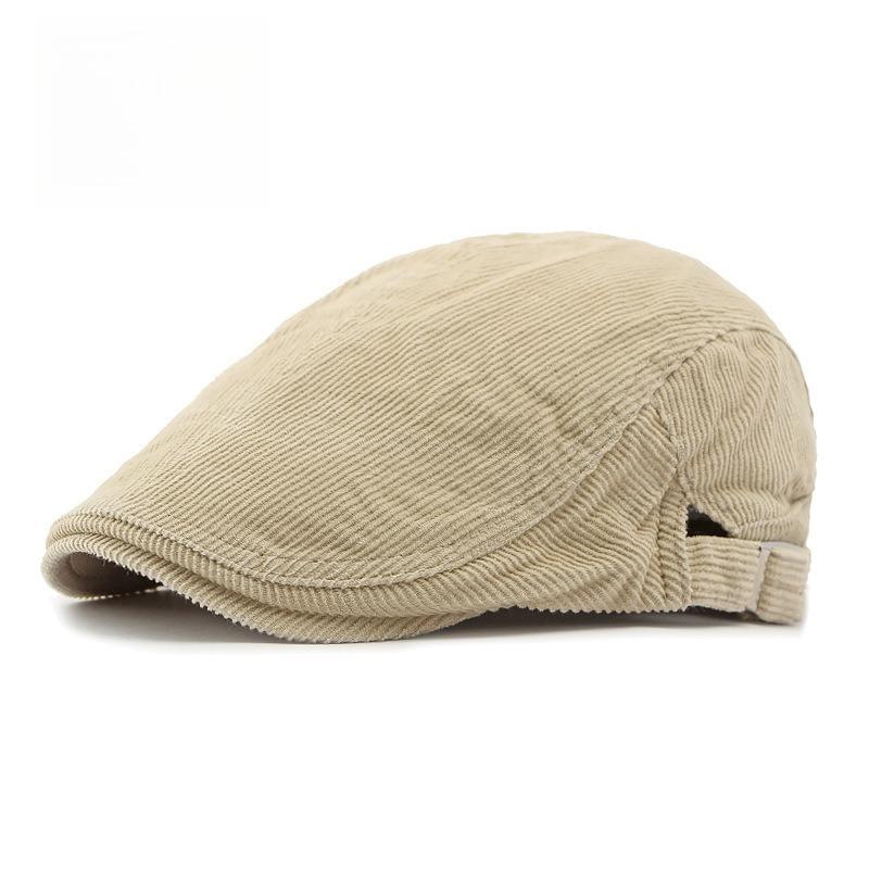 Unisex Reversible Corduroy Flat Cap Autumn Winter Warm Ivy Cap Dual Wear Retro British Beret Cabbie Hat Duckbill Cap