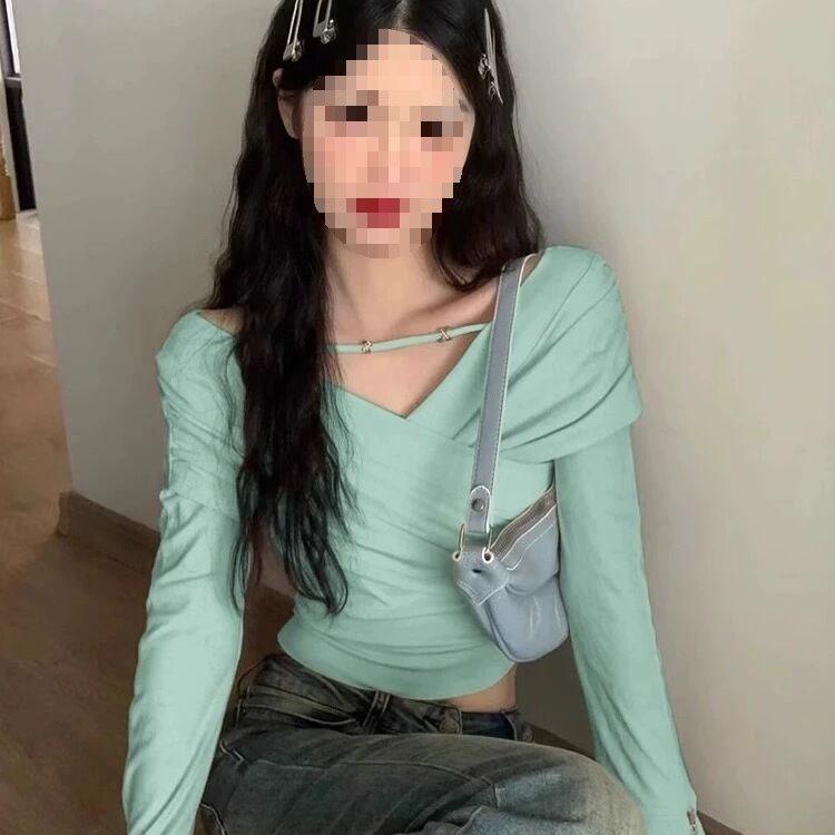 T Shirt Women Spring Oversize V Neck Blouse With Embroidery For Casual Wear