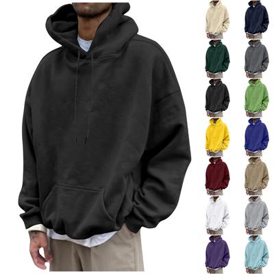 Ανδρικό φαρδύ casual φούτερ με κουκούλα Ανδρικό μονόχρωμο φούτερ χαλαρό casual