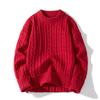 Winter Spring Round Neck Solid Cable Sweater Male Casual Fashion Knitting Top Men Knitwear