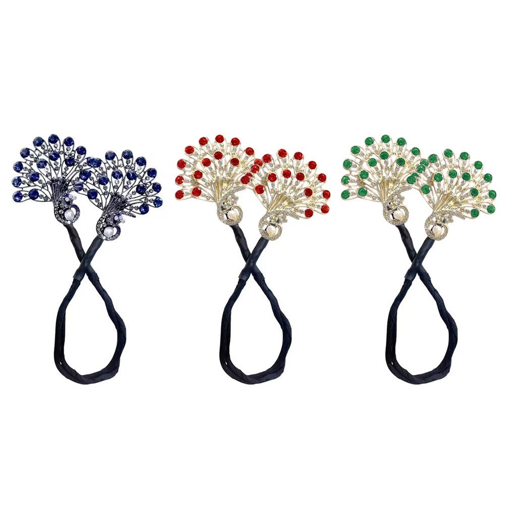 Fashion Pearl Peacock High-end Headbands Updo For Women Party Meatball Head Accessories Girls H X0K8