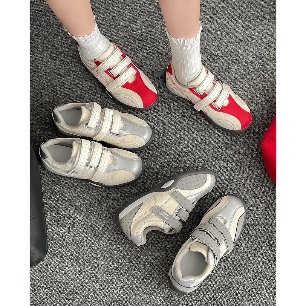 Queen Fan White Retro Thick-soled Velcro German Training Shoes Women's 2025 New Autumn Versatile Forrest Gump Sneakers