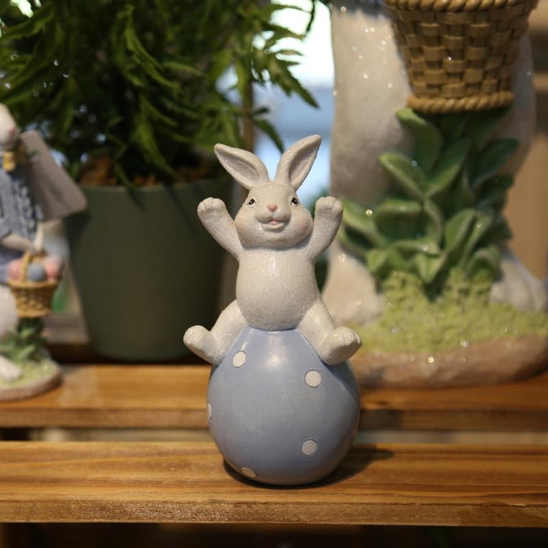 Easters Decorations Bunnies Decors Spring Figurine Table Centerpiece Resin Easters Eggs Rabbit Statue Tabletop Ornament