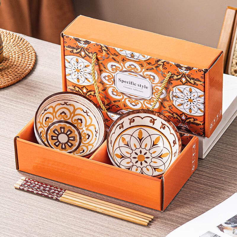 Elegant Ceramic Bowl & Chopstick Gift Set