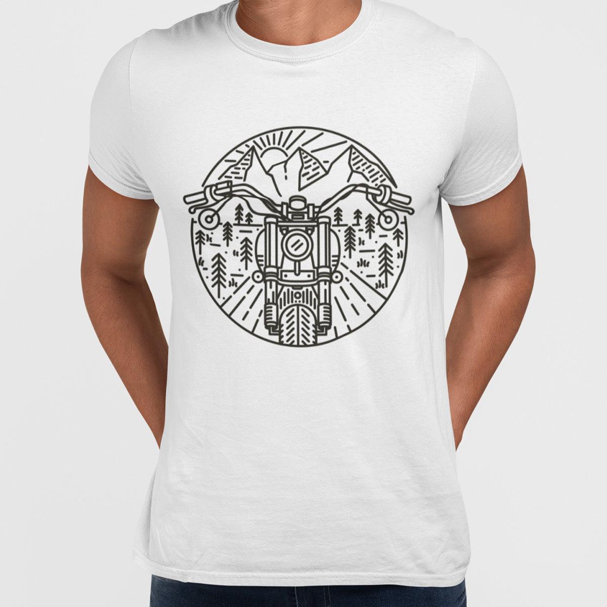 

Biker Motorcycle Nature Adventure Minimal Art Drawing T-shirt S белый