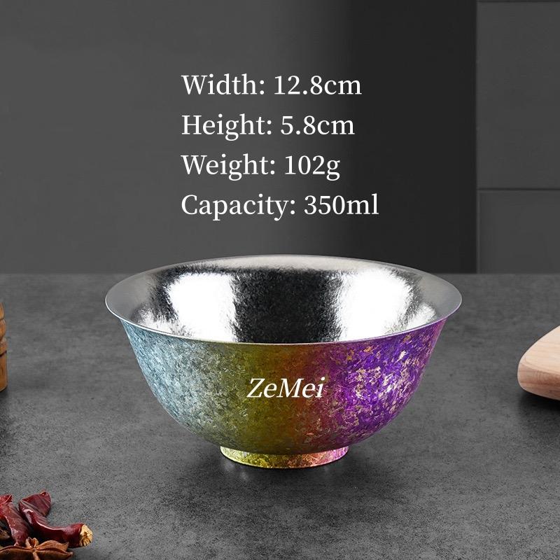 Double-Layer Thickened Pure Titanium Double-Wall Salad Bowl,Various Sizes Home Breakfast Bowl Cheese Food Tableware,Kitchenware