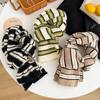 Black and white plaid wool short small scarf women's winter warm versatile striped plaid knitted couple scarf
