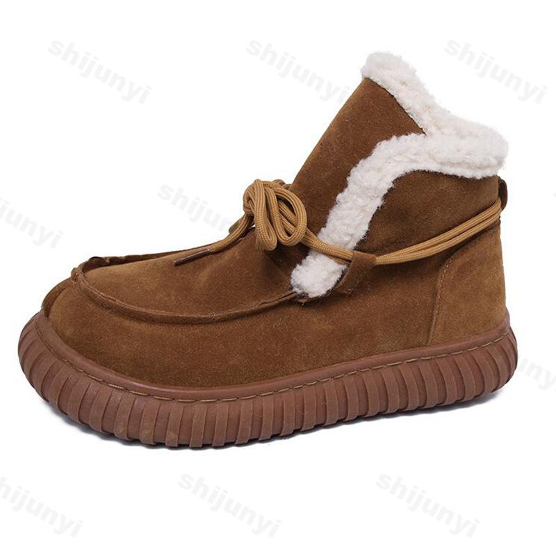 Winter Retro Pelzig Dickbesohlt Lässige Schnee-Kurzstiefel für Damen Mode Vielseitig Warm Weich Bequem Plüsch Baumwollstiefel