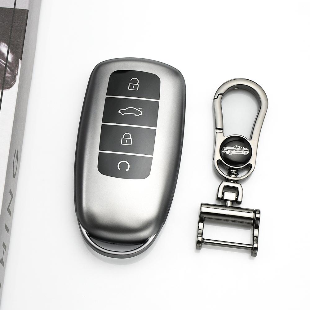 Gun Grey Tpu Auto Shell Fob Accessories For Chery Tiggo 8Plus New 5 Plus 7Pro Omoda 5 Tiggo 8 Pro Car Key Case Cover Keychain