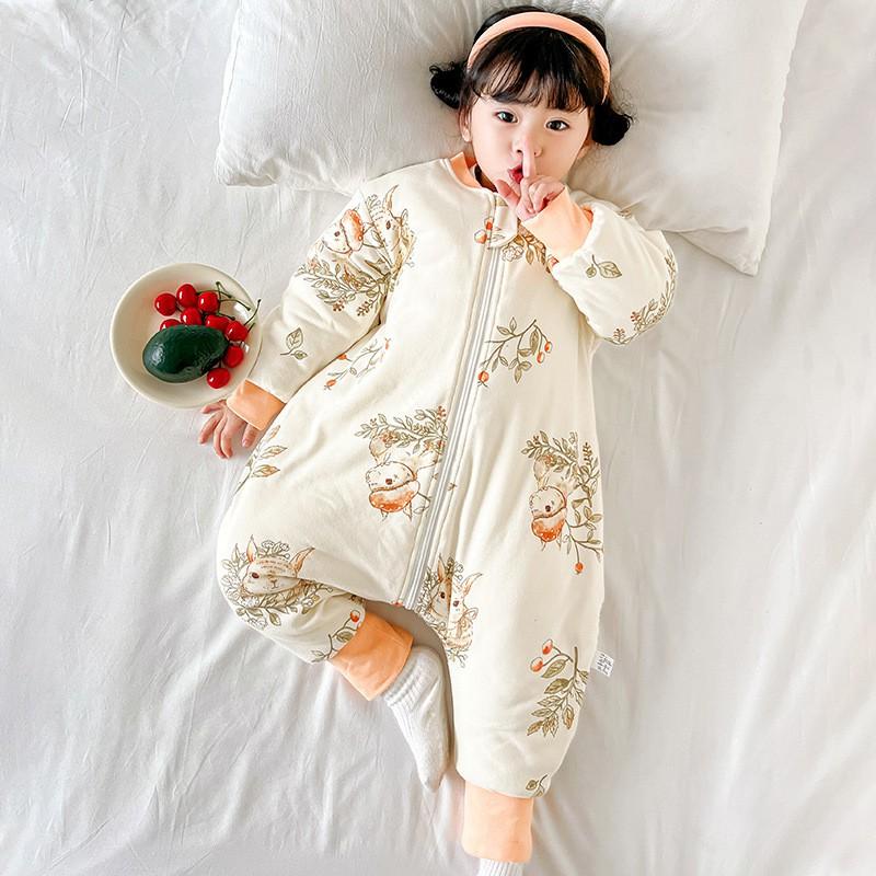 Toddler Warm Fleece Sleeping Bag 1-3 Years Old 5-10C Winter Wear Cotton Bean Walkable Sleep Sack With Anti-Kick Design