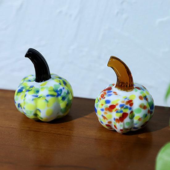 Hand Blown Glass Pumpkin Figurine Mini Halloween Thanksgiving Pumpkin Statue