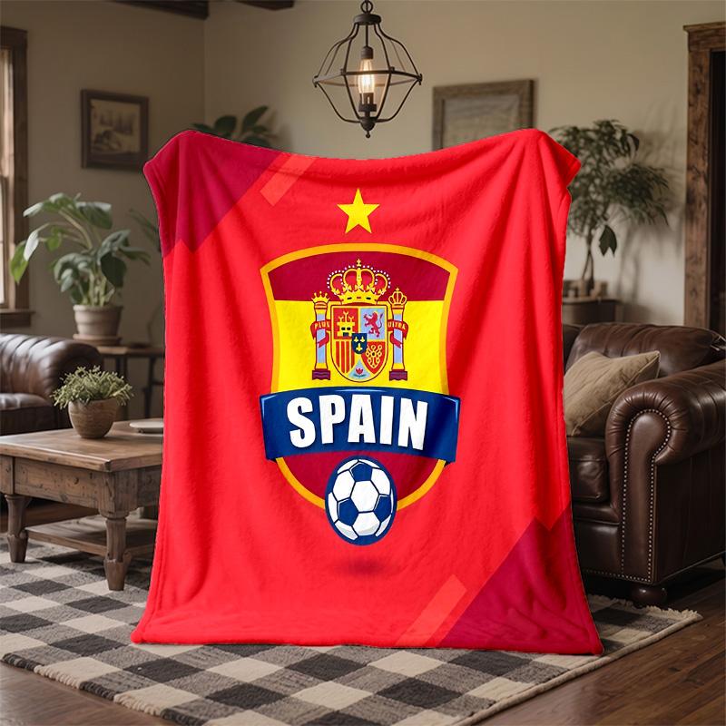 Spain National Football Team Print Flannel Blanket Soft Warm Sofa Bed Throw Blanket For Home Office Bedroom