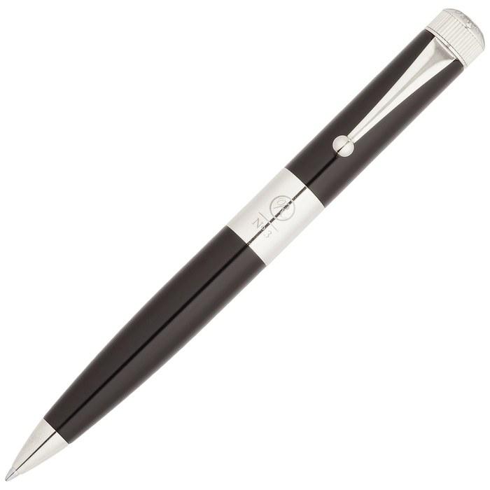 Romeo Ito-ya No. 3 Ballpoint Pen, Thick Barrel, Black (Black/Silver) R111, Black/Rhodium Plated