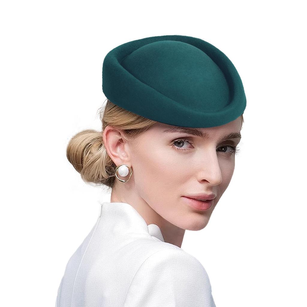 Damskie fascynatory kapelusze vintage lata 60. wełniana czapka stewardesy kapelusz typu pillbox łezka koktajlowy fascynator baza klips do włosów