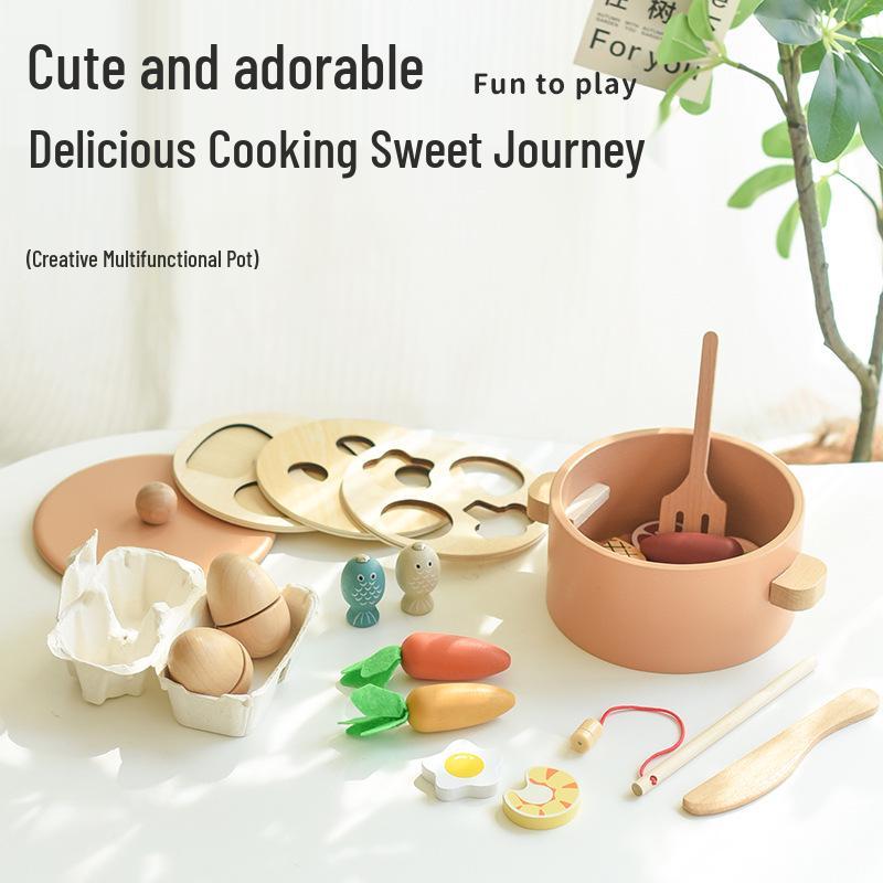 

Wooden Mini Pretend Play Kitchen Set for Girls - Educational Cooking Toy