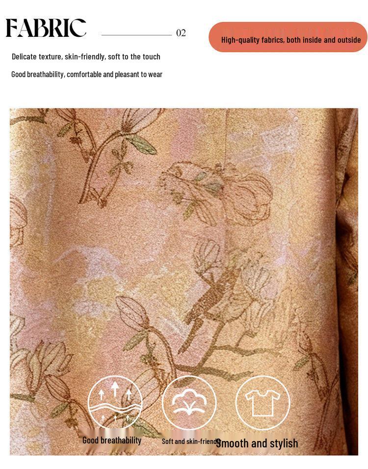 Spring/Autumn Floral Print Frog Button Coat for Middle-Aged & Elderly Women - Chinese Style Mother's Day