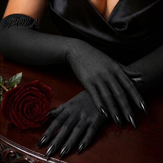 Festival Performance Accessories 1 Pair Halloween Ghost Claw Gloves, Long Fingernail Witch Costume Outfit Essentials Accessory, Dark Party Prop
