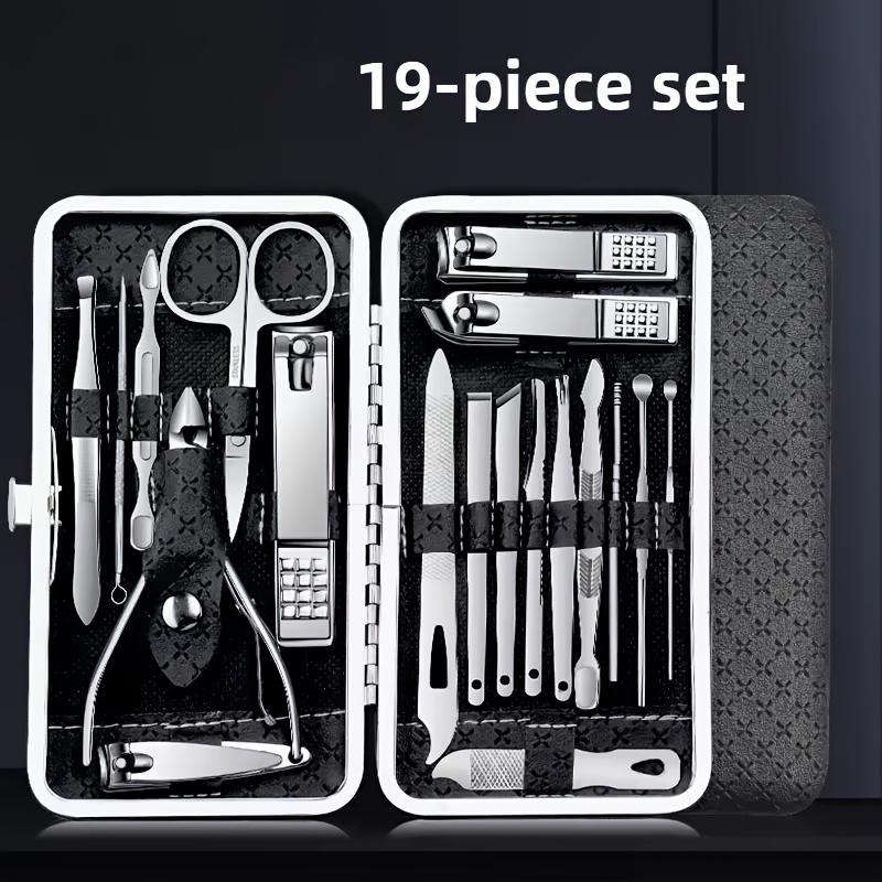 8/19pcs Travel Nail Care Kit, Portable Manicure Set with Pouch, Complete Nail Clipper & File Kit for Toe & Fingernails