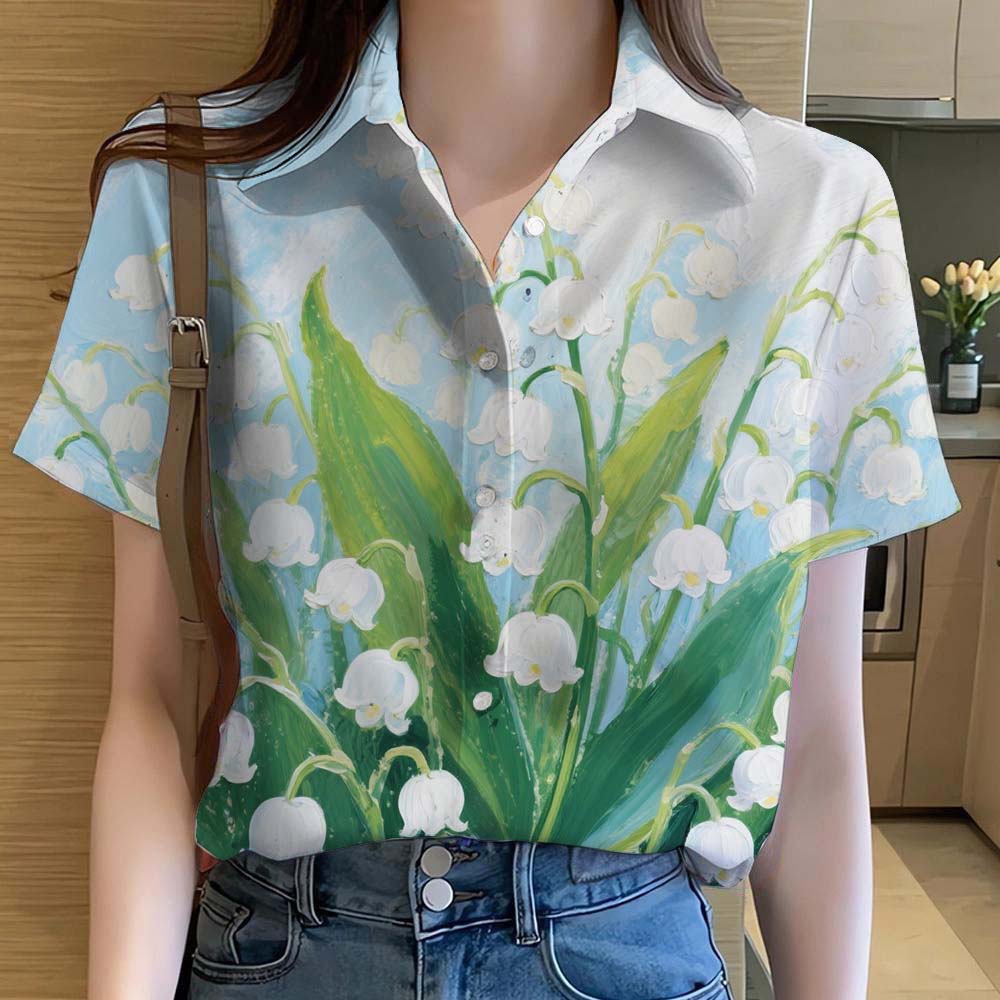 Womens Short Sleeve Shirts Button Fashion Floral Pattern 3D Printed Casual Beach Shirt Summer New Casual Y2k Women's Clothing