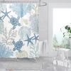 Peopleareok Nautical Coastal Shower Curtain, Funny Kids Sea Turtle Seashell Starfish Shower Curtain for Bathroom Decor, Polyeste
