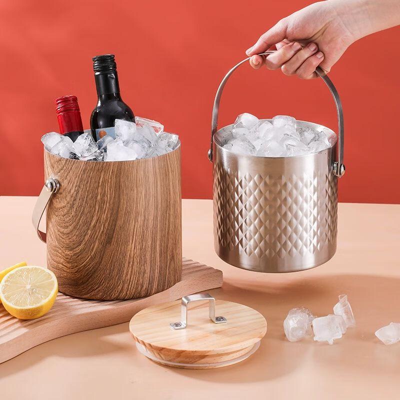 Double-Layer Stainless Steel Ice Bucket