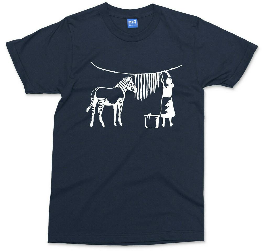 Banksy Zebra Art TShirt Vintage Graffiti Artist Painting Fashion Gift Tee Shirt S