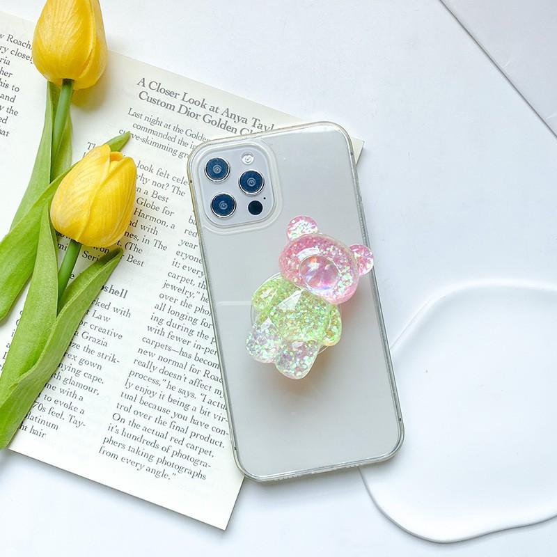 Bear Mobile Phone Airbag Holder Small Fresh Air Glitter Cushion Stable Portable Drama Watching Tool Support Ins