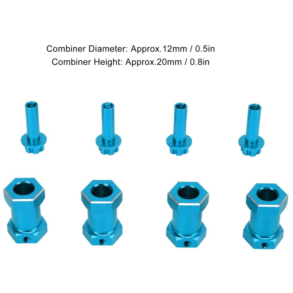 4 Pcs RC Wheel Hex Hub Aluminum Alloy Replacement 12mm Hex Hubs Extension Combiner for 1Celsius10 RC Climbing Car