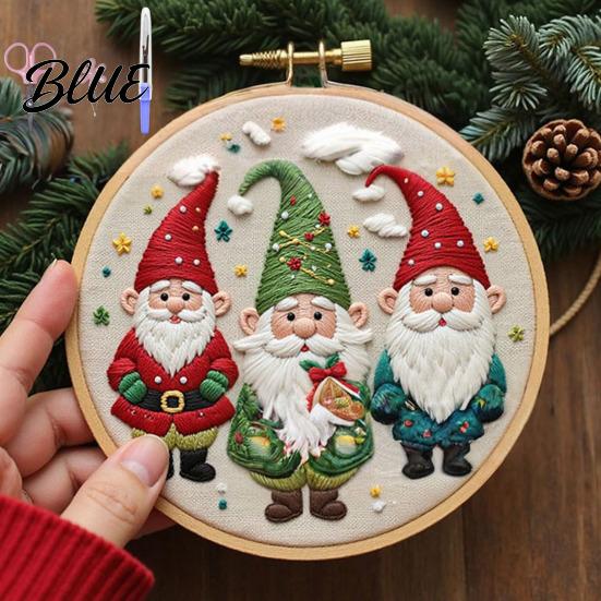 Handmade Christmas Embroidery Set with Santa Claus Landscape Starter Kit Winter Adult Craft Pattern Threads