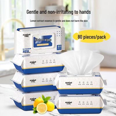 Lingettes humides de cuisine grandes (80 unités) pour l'élimination des taches d'huile