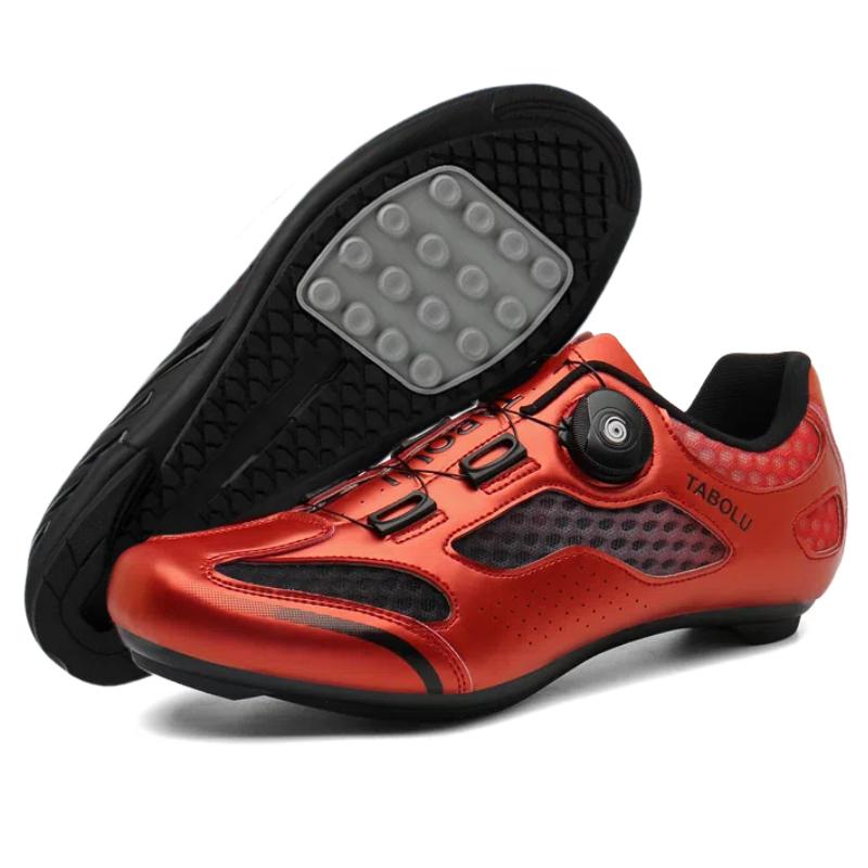 

Cycling Shoes with Rotating Buckle - Breathable Unisex MTB Shoes Non-Slip Nylon Outsole Durable Leather Outdoor Riding Shoes 45