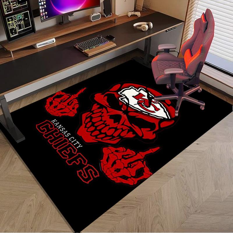 City Chiefs Emblem Printed Area Rug for Office, Chair Rug, Decorative Carpet Floor Mat, Large Size Fan gifts Christmas gifts