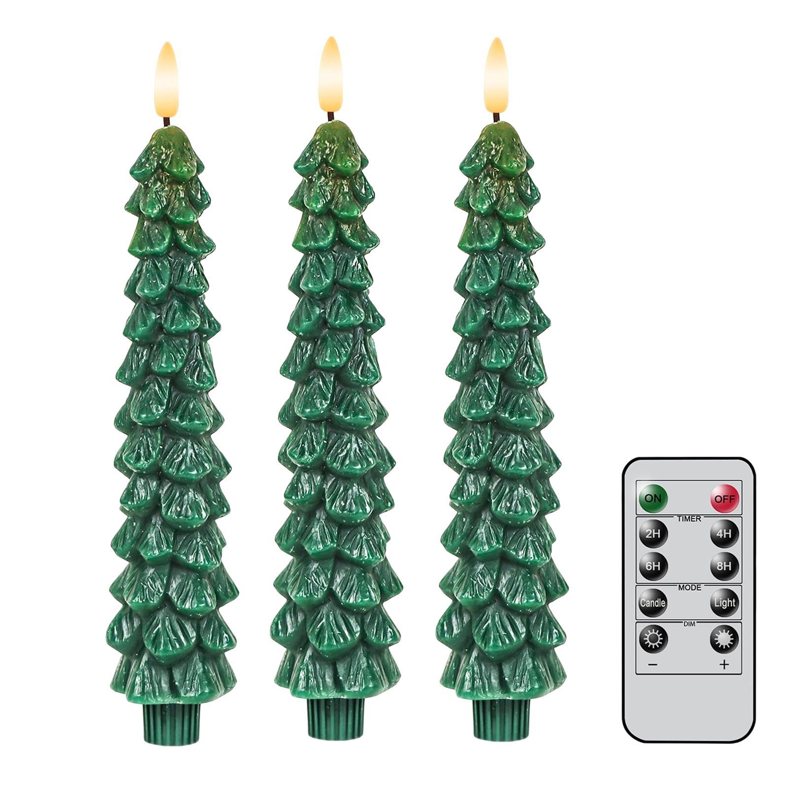 

Christmas Tree Flameless Taper Candle With Remote Control Timer Flashing Christmas Home Wedding Decoration One Size