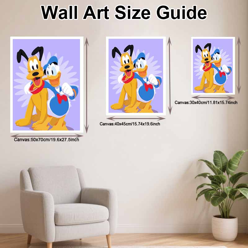 Disney Diamond Art Painting Kit – Donald Duck & Pluto Duo Shiny Craft, Home Wall Decor, Handmade Gift