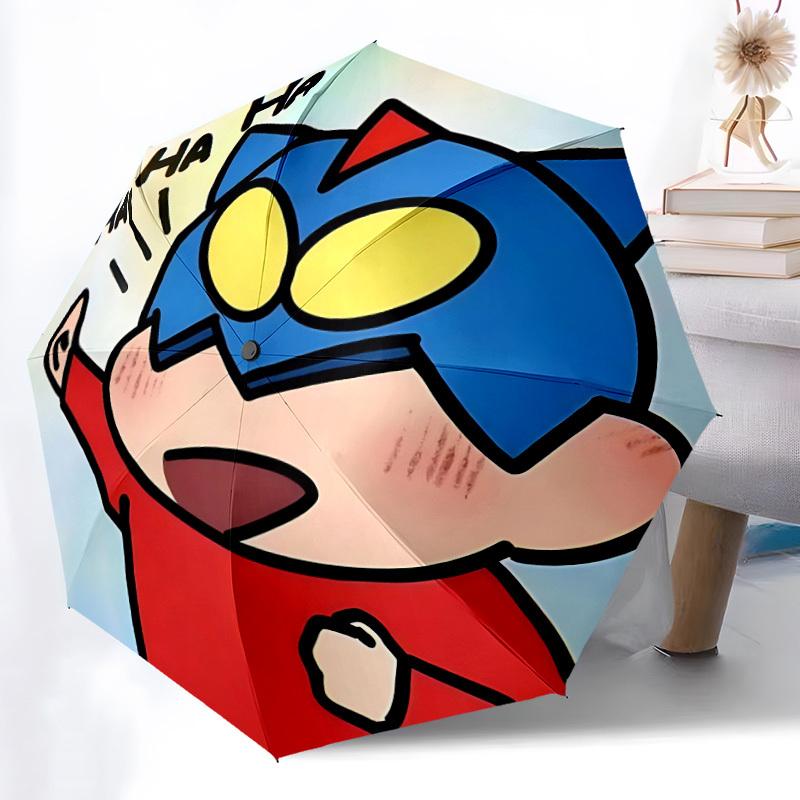 1pc Crayon Shin-chan Superhero Hero Automatic Open/Close Folding Umbrella, Windproof 8-Rib Construction, Lightweight Travel Umbrella for Women/Men