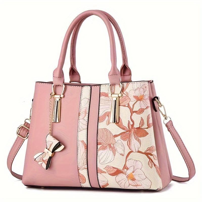 Women Crossbody Bag Elegant Floral Print Handbag, Fashion Large Capacity Handbag, Portable Handbag