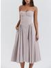 Sommer Sexy Gerafftes Kleid Damen Rotes Tube Top Kleid