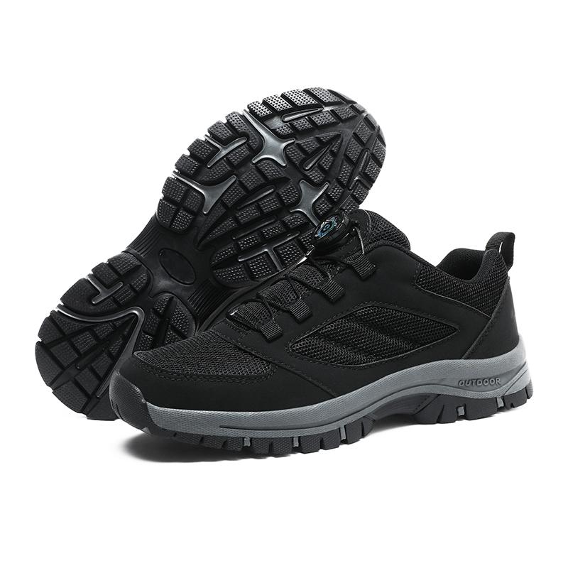 Male Sneakers Stylish Rotating Buckle Hiking Boots Solid Color Comfortable Non-slip Sporty Shoes Plus Size Men Shoes Leather